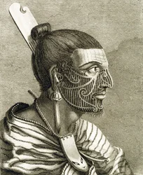 Retrato de um homem maori com tatuagens Ta Moko