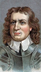 Retrato de Oliver Cromwell (1599-1658). Militar e político inglês - Olivier (Oliver) Cromwell (1599-1658) - Da série "Leaders of Men" - Chromolithography - Escola Inglesa, século XX -