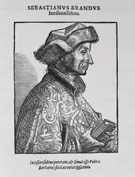 Retrato de Sebastian Brant (c.1458-1521) de A História Narrativa e Crítica da América, editado por Justin Winsor, Londres, 1886