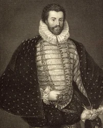 Retrato de Sir Christopher Hatton (1540-91), de &39;British Retratos Lodge&39;, 1823