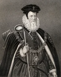 Retrato de William Cecil (1520-98) Lord Burghley, de &39;British Retratos de Lodge&39;, 1823 (lito)