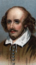 Retrato de William Shakespeare, dramaturgo inglês - Da série "Leaders of Men" - Chromolithography - Escola Inglesa, século XX -