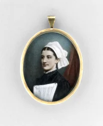 Retrato de uma enfermeira, c.1840 (aquarela em marfim, dourado e vidro)