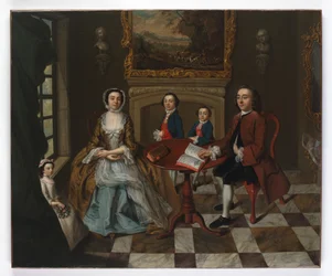 Retrato, de, um, família, em, um, interior, pensado, ser, a, Roubel, família, 1750s