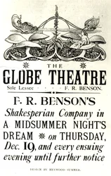 Propaganda de cartazes &39;Sonho de uma noite de verão&39;, de William Shakespeare (1564-1616), interpretada por Shakespearean Company, de FR Benson, no Globe theatre, c.1890 (impressão)