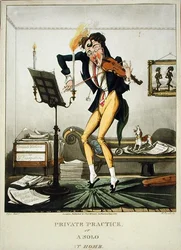 Private Practice ou A Solo at Home, gravado por Henry Pyall (1795-1833), publicado por Thomas McLean, Londres