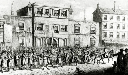 Procissão de 1741 em Londres troçando dos maçons, 1843