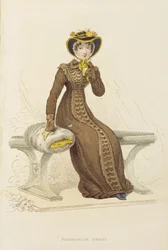 Vestido de passeio, placa de moda de Ackermanns Repository of Arts