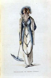 Promenade ou vestido de ópera, placa de moda do Ackermann