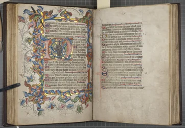 Psalter com calendário de uso Sarum, Fol 40 verso 41 recto, c.1425-75 (tinta, tinta e ouro sobre velino)