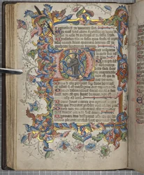 Psalter com calendário de uso Sarum, Fol 40 verso, c.1425-75 (tinta, tinta e ouro sobre velino)