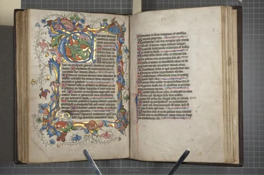 Saltério com Sarum use calendário, Fol 72 verso fol 73 reto, c.1425-75 (tinta, tinta e ouro em velino)
