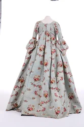 Vista traseira, de, um, sacola, vestido traseiro, 1760s, (brocaded, silk)