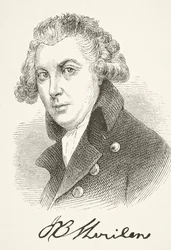 Richard Brinsley Sheridan, de "A História Nacional e Doméstica da Inglaterra", de William Hickman Smith Aubrey (1858-1916) publicou Londres, c.1890