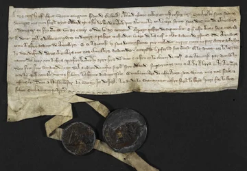 Robert Tybetot: Compromisso de servir na Terra Santa: 1270. Paen de Chaworth: Compromisso de servir na Terra Santa: 1270 (tinta no pergaminho)