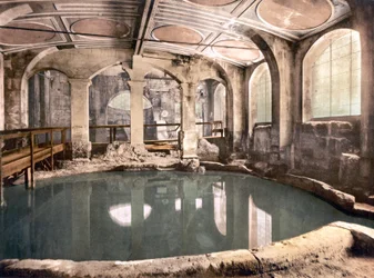 Banhos romanos, banho (foto colorida à mão)