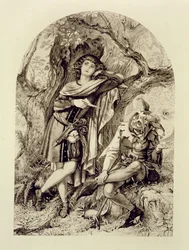 Rosalind e Touchstone, Ato III Cena 2, em As You Like It, de William Shakespeare (1564-1616)