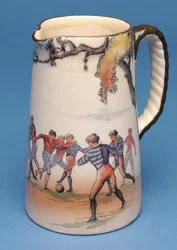 Jarro Royal Doulton com cenas antigas de futebol inglês (cerâmica)