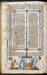 Royal MS 10 IV f.297v Bathing a Plague Victim and Marginal Decoration, ilustração de 