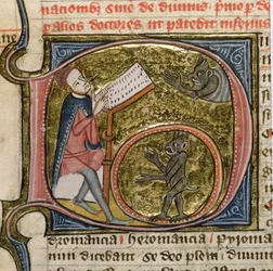 Royal MS 6E VI fol.535v Um Mago Invocando Demônios, de 