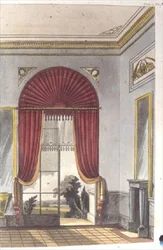 Saloon, prato 87 do Repositório de Artes de Ackermann, publicado de 1809-28 (cor litho)