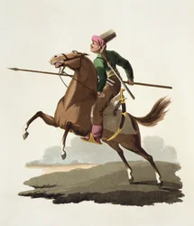 Saphir, de Trajes das várias nações, volume VII, O traje militar da Turquia, de Thomas MacLean, publicado c. 1800-18