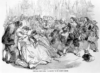 Cena, de, verdis, ópera, la triviata, em, dela, majestade, teatro, 1856