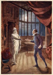Cena da ópera Don Giovanni (1787), de "A Day With Wolfgang Amadeus Mozart" de May Byron, c.1914 (gravura)