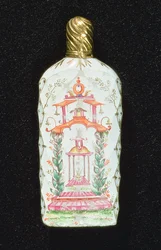 Garrafa de perfume decorada com um pagode