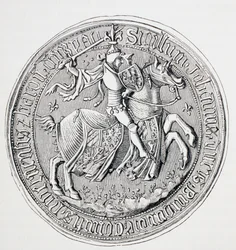 Selo de Jean II, Duque de Borgonha, Conde de Nevers e Barão de Donzy, c.1880
