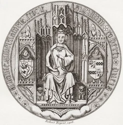 Selo de Robert Stewart, Duque de Albany, c. 1340 1420. Membro da casa real escocesa, regente, Governador da Escócia, Duque de Albany, Conde de Fife & Menteith. De Iconographia Scotica ou Portraits of Illustrious Persons of Scotland, publicado em 1797.