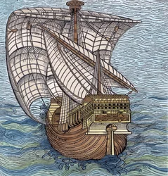 Navio de Columbus&39;Time &39;, de&39; A Narrativa e uma História Crítica da América &39;, editado por Justing Winsor, Londres, 1886 (posterior coloração)