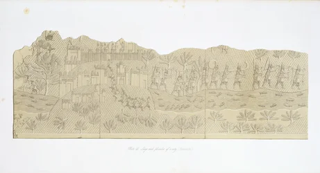 Cerco e pilhagem de uma cidade, Koujunjik, placa 40 de Nínive e seus restos mortais por Austen Henry Layard (1817-1894) publicou 1849