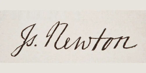 A assinatura de Sir Isaac Newton, de 