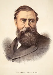 Sir Samuel Baker, ilustração da edição pictórica da vida e das descobertas de David Livingstone por J. Ewing Richie, pub. por A. Fullarton & Co., 1876