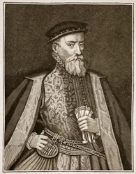 Sir Thomas Gresham, ilustração da história ilustrada de Cassells da Inglaterra (foto sépia)