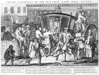 Stand Coachman ou o Haughty Lady Well Fitted, publicado por J. Wakelin, 1750