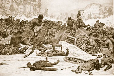 Teimosos combates nas alturas levadas pelos russos ao sul de Dukla nos Cárpatos, 1914-19