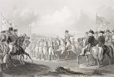 Rendição de Lord Cornwallis em York Town, Virgínia, 19 de outubro de 1781, da "Galeria de Retratos Históricos", publicada em 1880