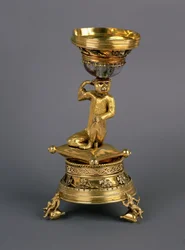 The Ape Salt, apresentado ao New College, Oxford pelo Arcebispo Warham em 1516, c.1450-1500 (prata-dourada, rubi e cristal)