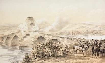 A Batalha de Bothwell Bridge, 22 de junho de 1679, de "The Scots Worthies Segundo a Segunda Edição de Howie, 1781", de John Howie (1735-93), publicada em 1879