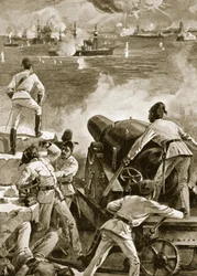 A frota britânica bombardeia os portos em Alexandria, 11 de julho de 1882