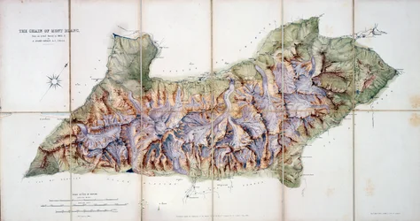 A cadeia do Mont Blanc, de uma pesquisa real em 1863 por A. Adams Reilly, publicada em A Record of Mountain Adventure e Scientific Observation for the Alpine Club, 1865