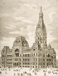 The City Hall, Chicago, c.1870, de &39;American Pictures&39; publicado pela Sociedade de Tratados Religiosos, 1876