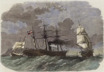 O Sumter-de-guerra confederado capturando dois mercadores federais em Gibraltar