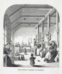The Nursery Convict em Brixton, de The Criminal Prison de Londres e cenas de vida na prisão por Henry Mayhew (1812-1887) e John Binny, 1862