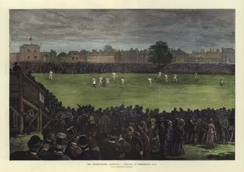 O jogo de críquete, Austrália v Inglaterra, em Kennington Oval