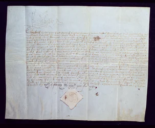 O mandado de execução de Thomas Howard, 4.º duque de Norfolk, assinado pela rainha Isabel I, 1572