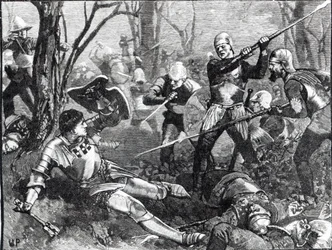 A morte do Criador do Rei na Batalha de Barnet, c.1880