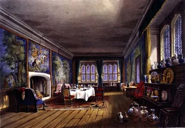 The Dining Room, Cotehele house, c.1830-40 (cor litho)